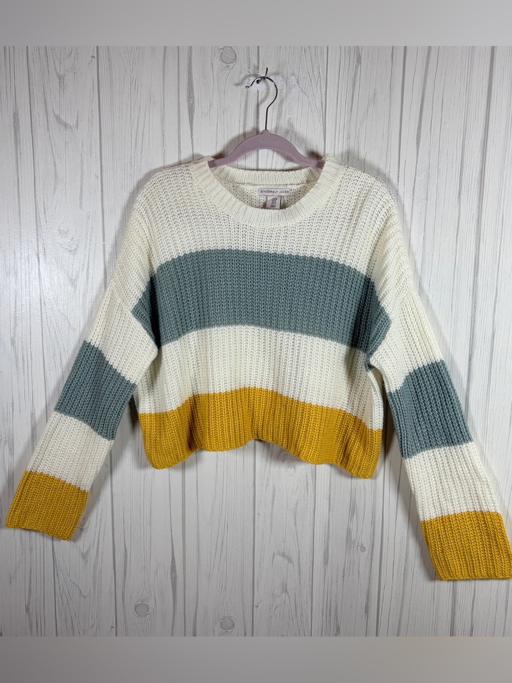 SINCERELY JULES Color Block Oversized Boxy Fit Long-Sleeve Sweater, Medium